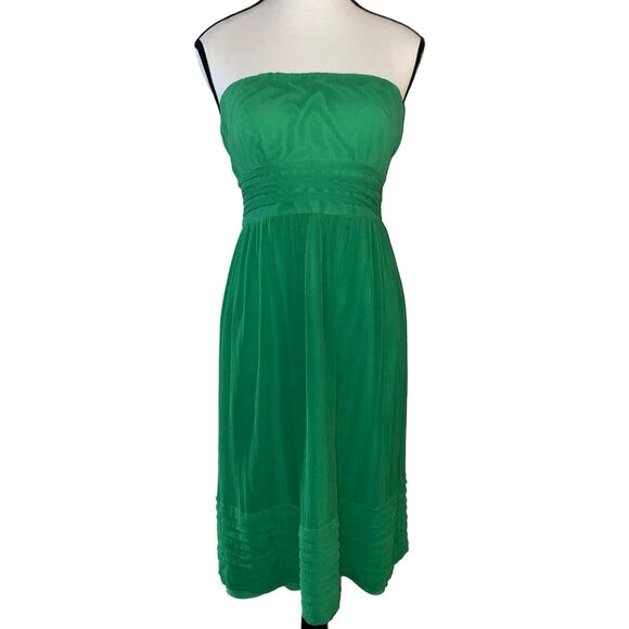 J.Crew Juliet Chiffon Green Strapless Silk Dress Size 4 - Picture 1 of 8